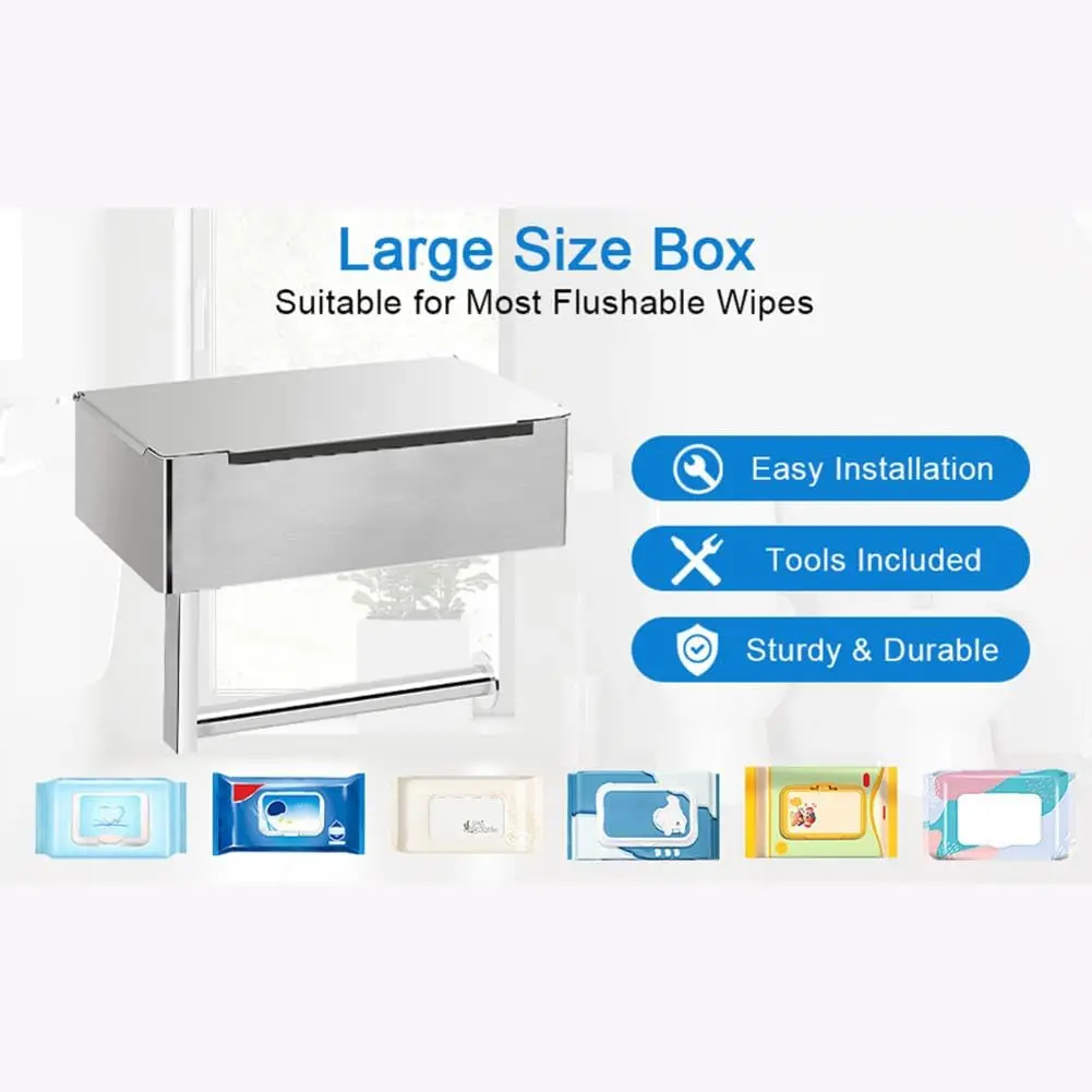Toilet Paper Holder Wet Wipe Case Wet Wipes Case Wet Wipes Box Toilet Paper Holder with Shelf Flushable Wipes Dispenser Bathroom Wipe Storage Keep Wipes Hidden