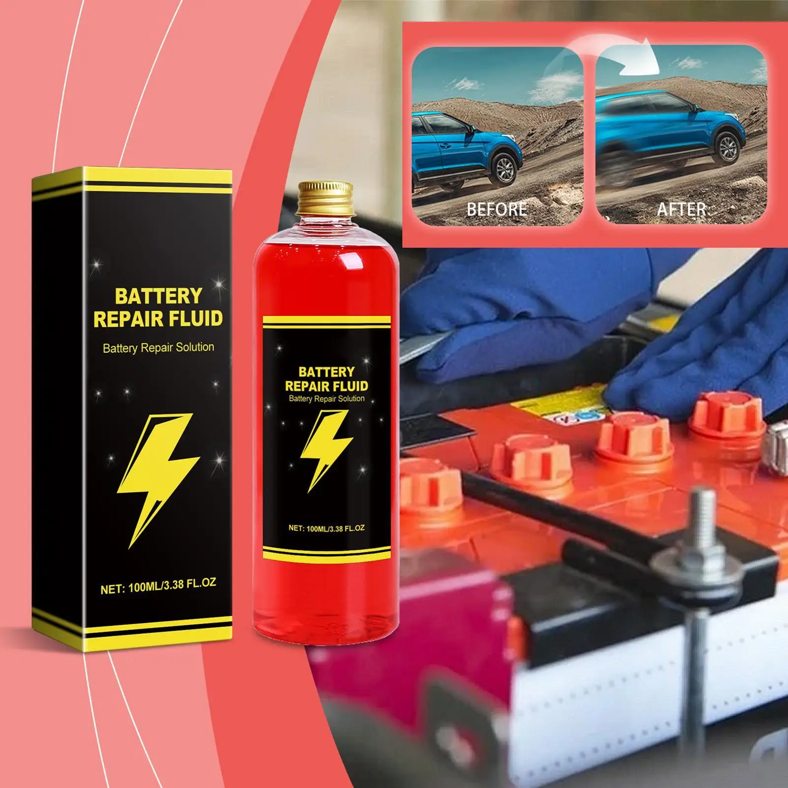 1pc Battery Repair Fluid For Car Safe Repair Fluid Battery Restore Liquid Efficient Repair Extends Battery Life For Golf Cart