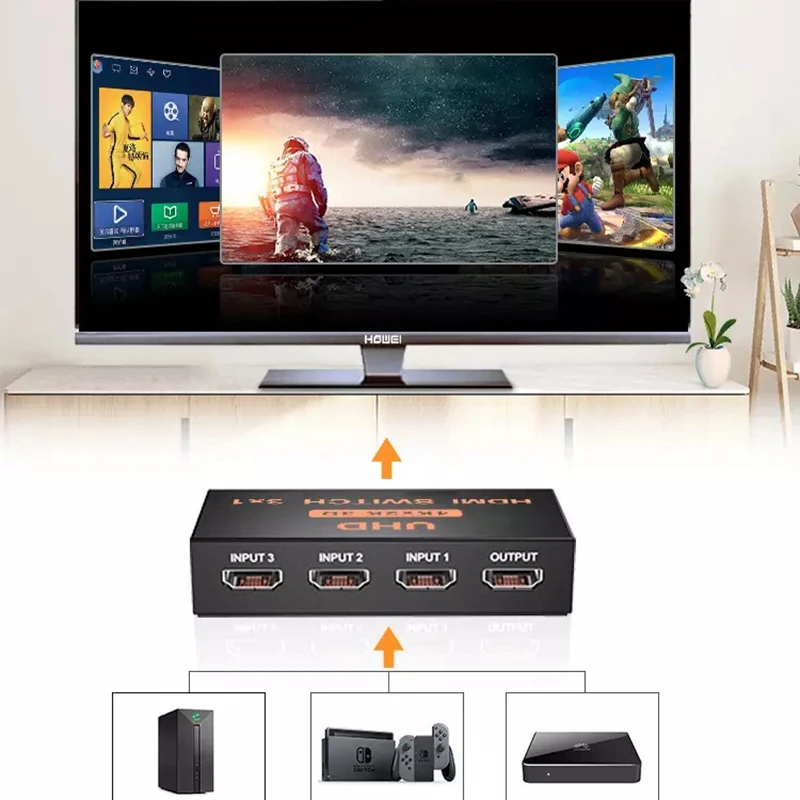 4K 2K 3x1 HDMI ó  3 Է 1  3 in 1  HDMI ġ ñ й , HDTV Xbox PS3 PS4 Ƽ̵ 