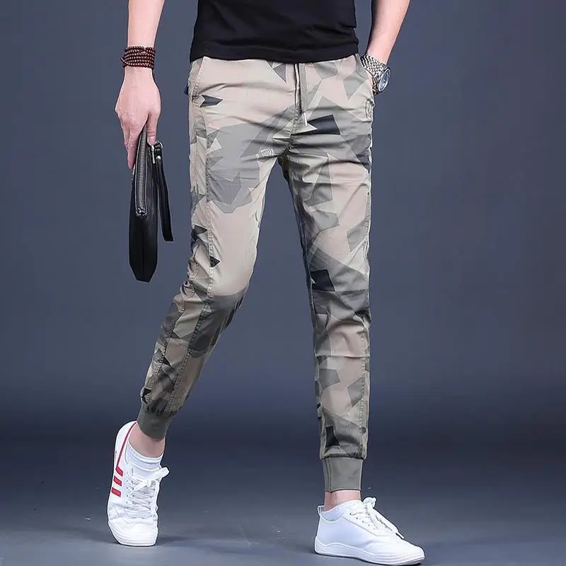 

Summer KPOP Fashion Style Harajuku Slim Fit Trousers Printed All Match Thin Style Casual Pants Korean Style Camouflage Pants