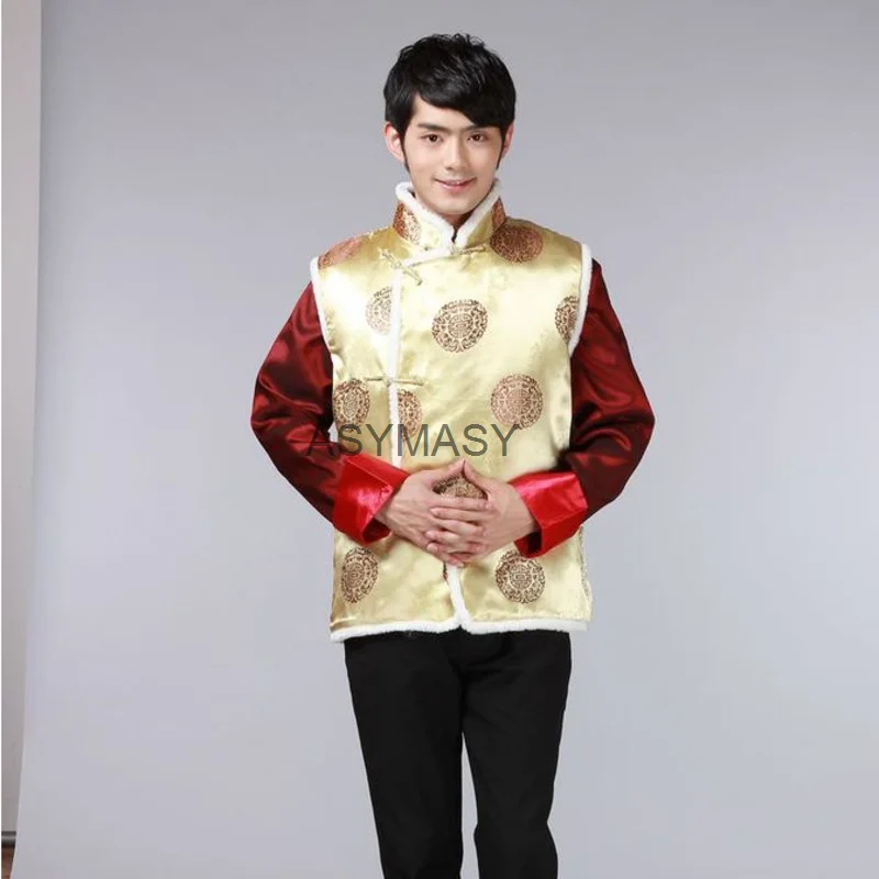 New Year Tang Suit Traditional Chinese Clothing for Men Kung Fu Clothes Birthday Party Hanfu Blouse Chinese Tops Vintage vest men chinese style shirt,hanfu jacket