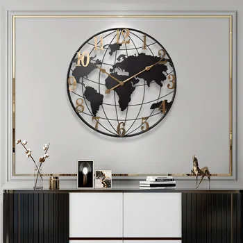 Large Metal World Map Wall Clock 4