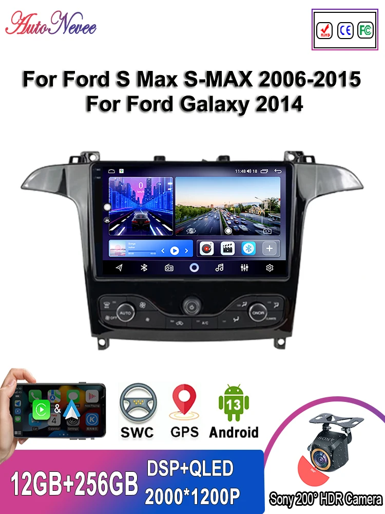 

Radio samochodowe dla Ford S Max S-MAX 2006-2015 dla Ford Galaxy 2014 multimedialny odtwarzacz wideo GPS Radio Android13 nawigac