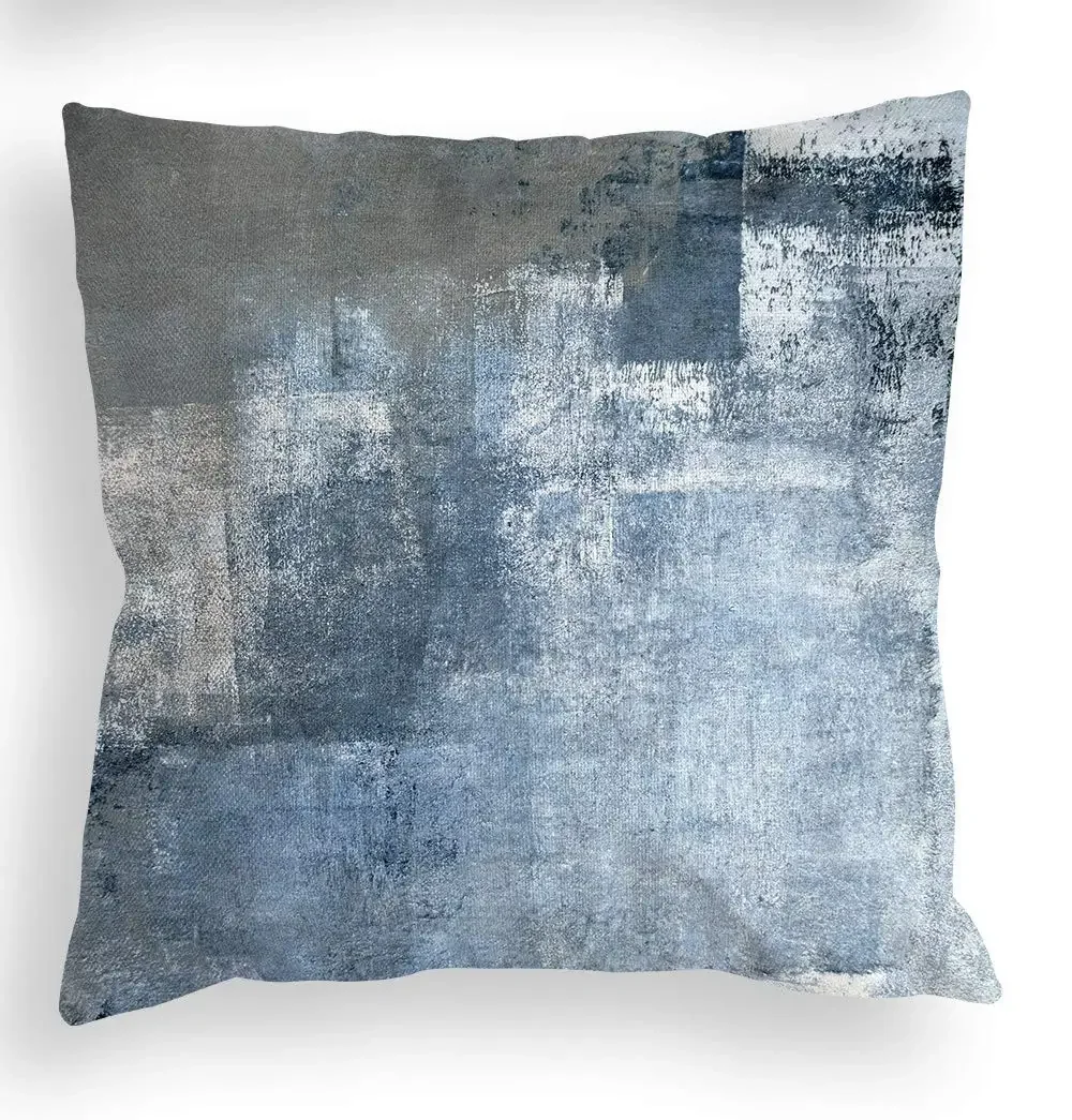 Blue, gray and white three-color linen pillowcase sofa cushion cover home decoration can be customized for you 40x40 50x50 5