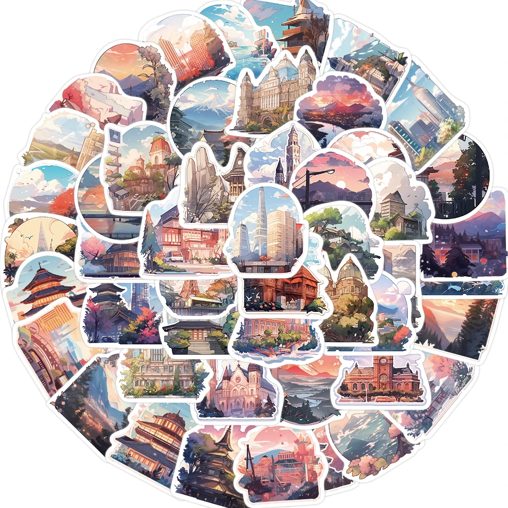 

10/30/50PCS INS Style World Landscape Cartoon Stickers Aesthetic Cute Decals For Planner DIY Album Scrapbook Phone Sticker Toy