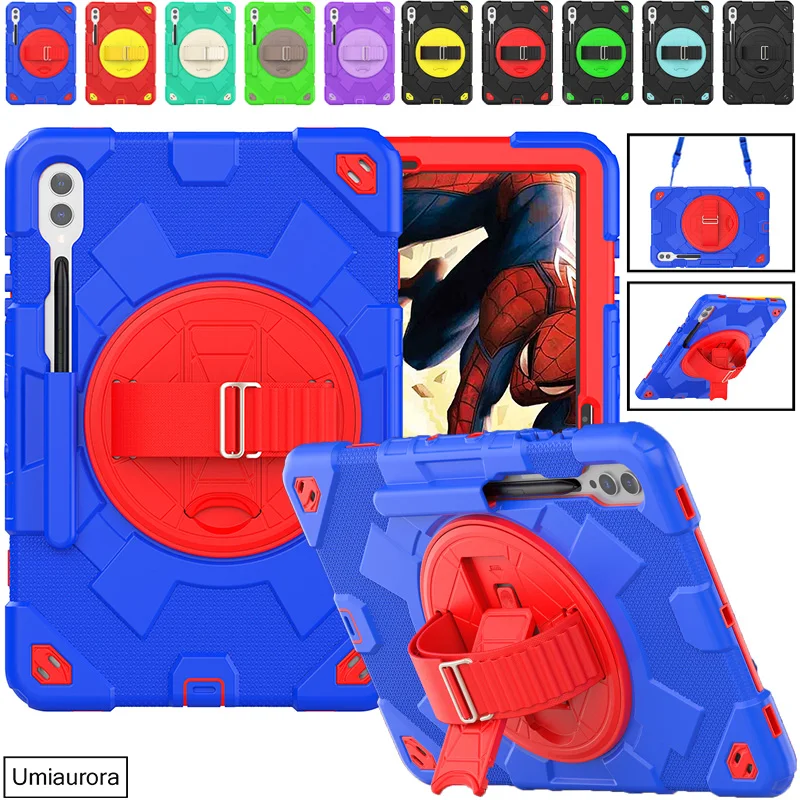 For Samsung Galaxy Tab S9 FE Plus 12.4 inch SM-X810 SM-X610 SM-X710 Tablet Case Kids PC Silicone Rotation Strap_voghion.com