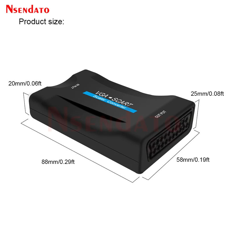 1080P VGA To Scart AV Signal Converter Adapter with Remote Control Supports NTSC PAL For STB HDTV DVD TV