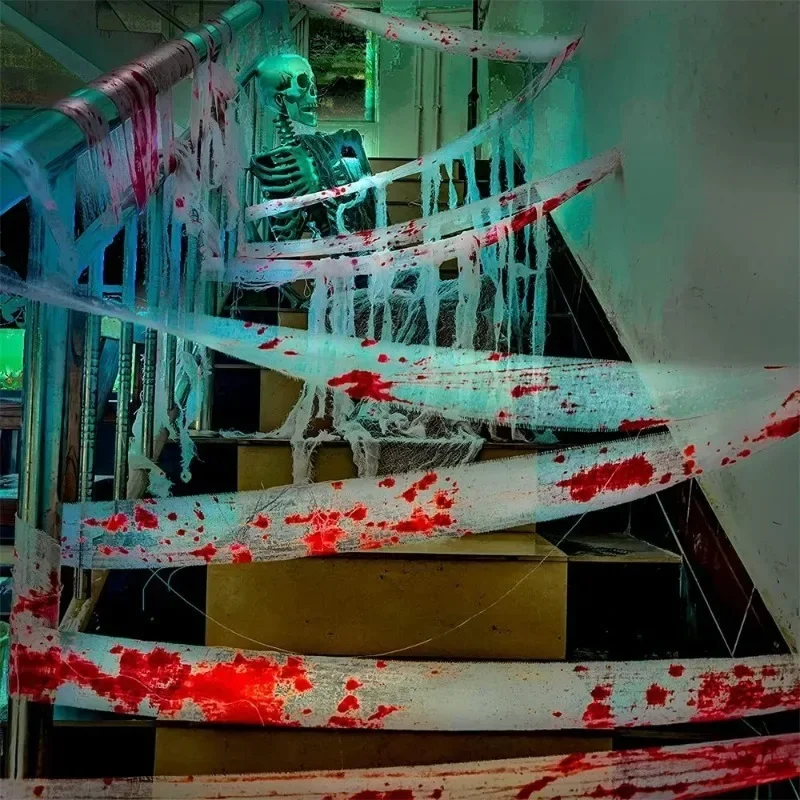 Halloween Bloody Gauze Roll Fake Blood Bandage Wrap Creepy Mummy Zombie Costume Fake Blood Creepy Accessories Party Decor