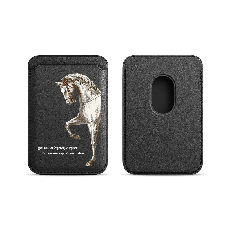 Luxury Magnetic Racehorse Leather Wallet Case with Card Holder