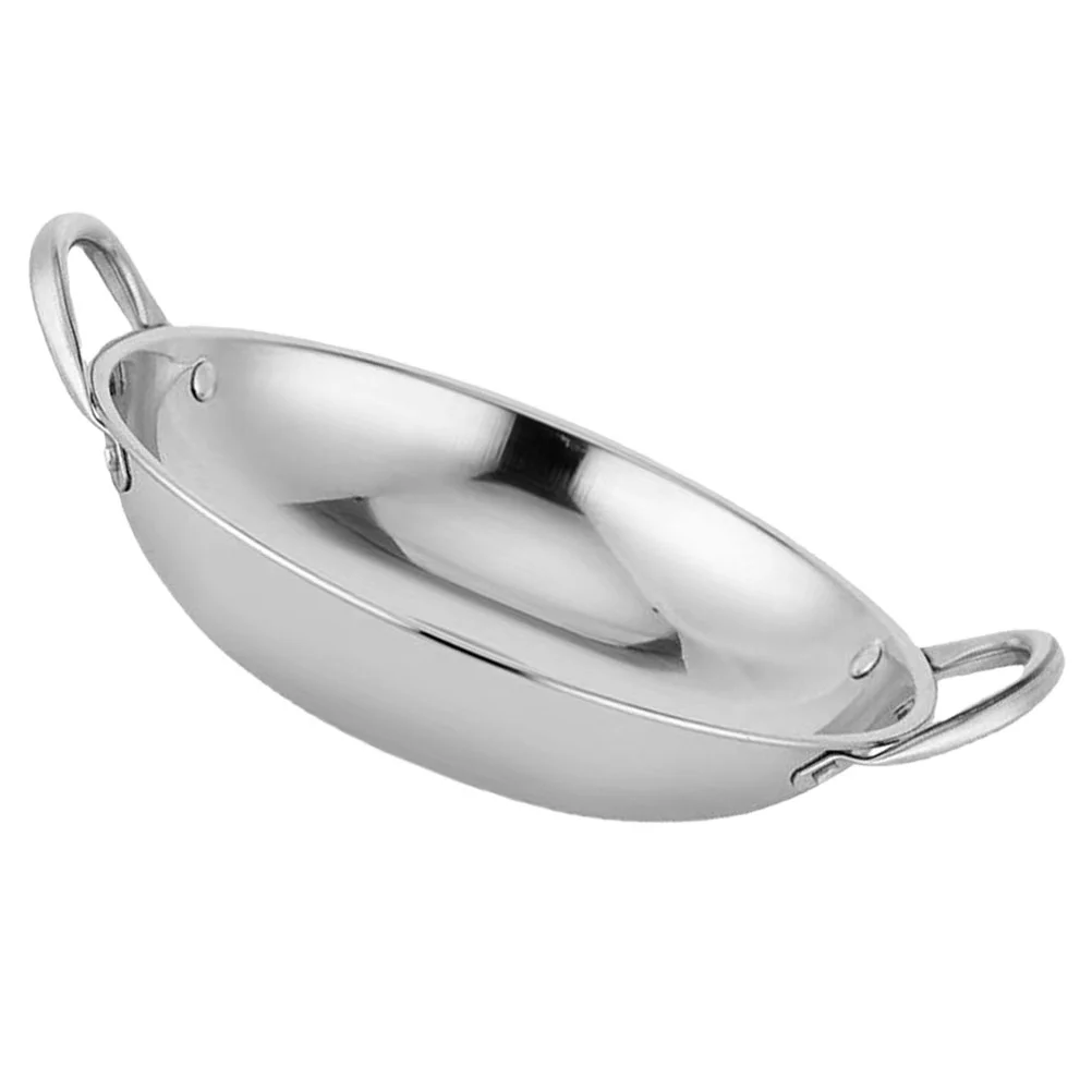 

Stainless Steel Wok Pot Kitchen Deep Frying Pan Cooking Pan Double Handles Chinese Traditional Deep Bottom Wok Pan
