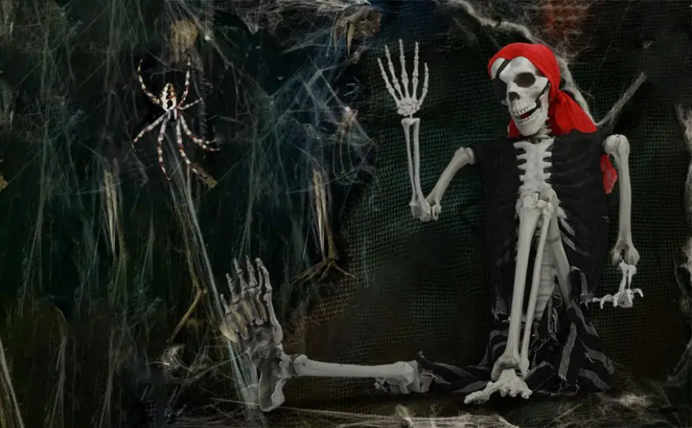165cm Plastic Skeleton Life Size Imitation Full Body Realistic Bones With Posable Joints Pirate Styling Halloween Pose Decor