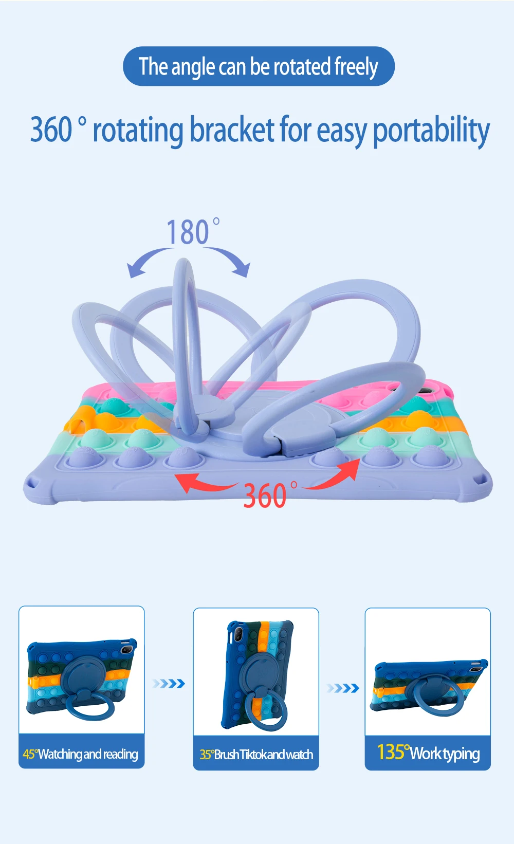 Rotating Handle Grip Stand Case with Multi-Angle Viewing