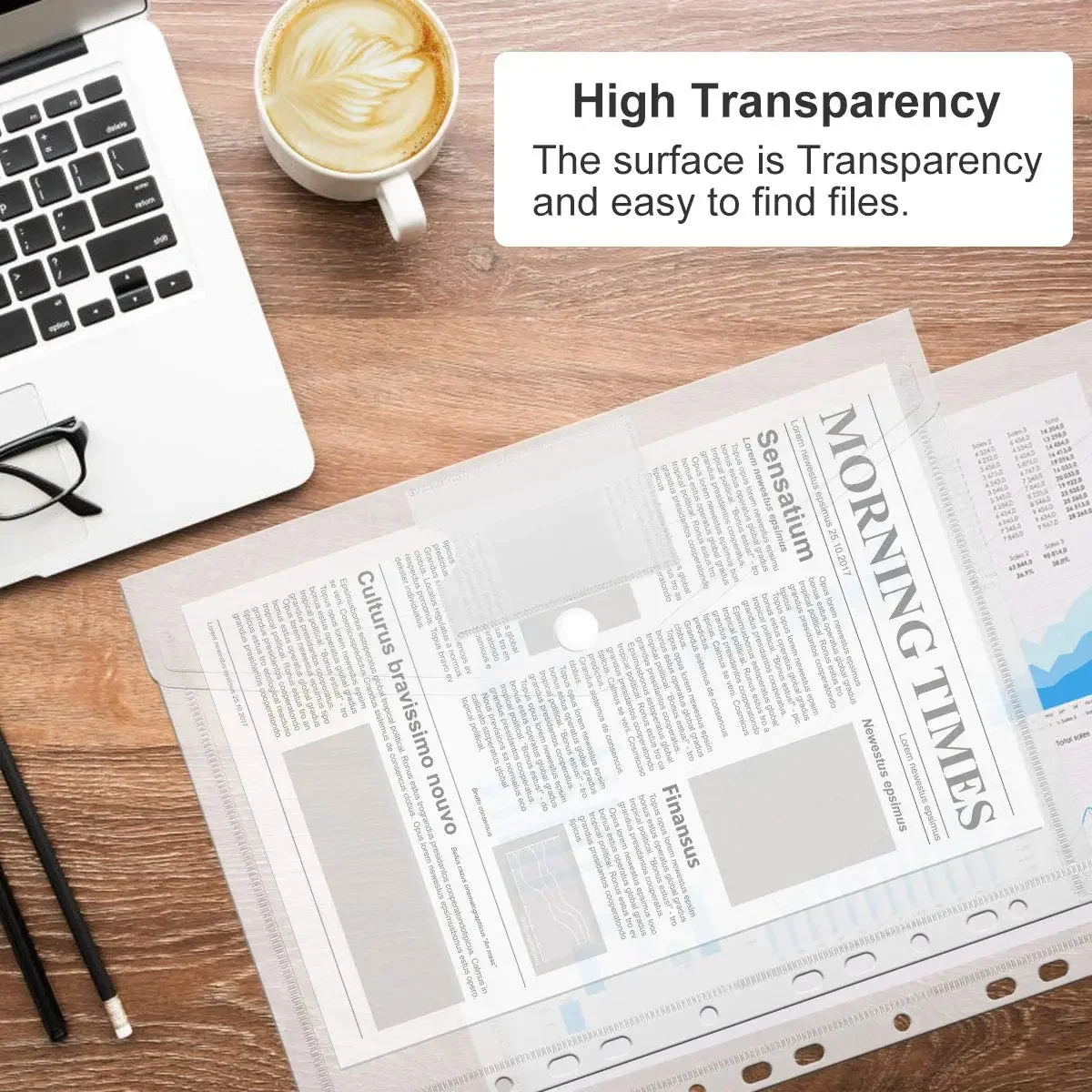 방수 플라스틱 파일링 포켓, 학교 생활 사무실용 투명 고저항 천공 포켓, 11 개 구멍, A4 6 개