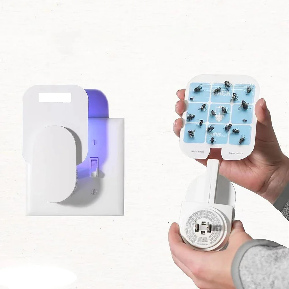 Fruit Fly Traps Plug-in Mosquito Killer Light with 2 Sticky Pads Fruit Flies Fly Insect Catcher Gnat Trap for Indoor Home Office
