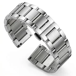 Elegant Stainless Steel Watch Band - Solid Metal Wristband Replacement with Tool - 20mm (Middle brushed)