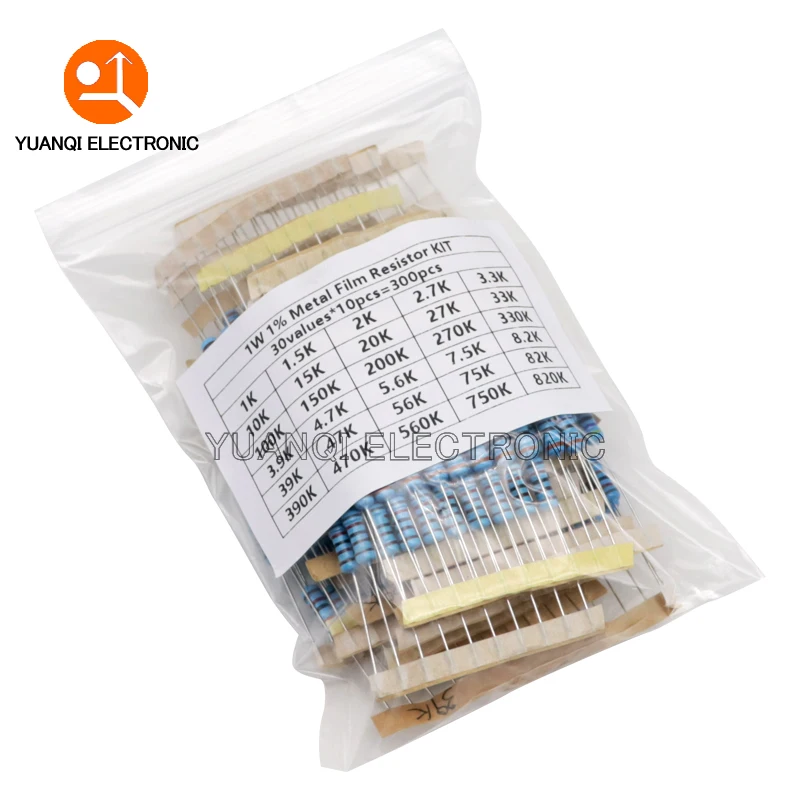 150PCS 300PCS 1/2W 1W 2W 3W Resistance 1% Metal Film Resistor Assortment Kit Set 30values 1R - 750R 1K - 820K Ohm 4