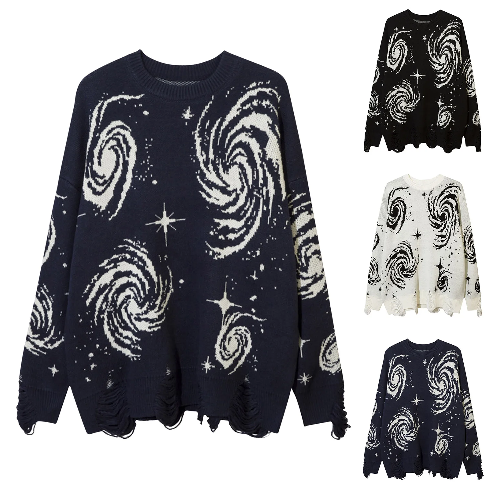 

New Y2K Knitted Sweater Mens Vintage Creative Stripes Autumn Winter Oversize Loose Pullovers Print Knitwear Jumper Hip Hop