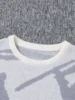 New Popular Spring Autumn Graffiti Jacquard Pattern Pullover Sweater Casual Round Neck Contrast Color Knitted Men's Pullover 3