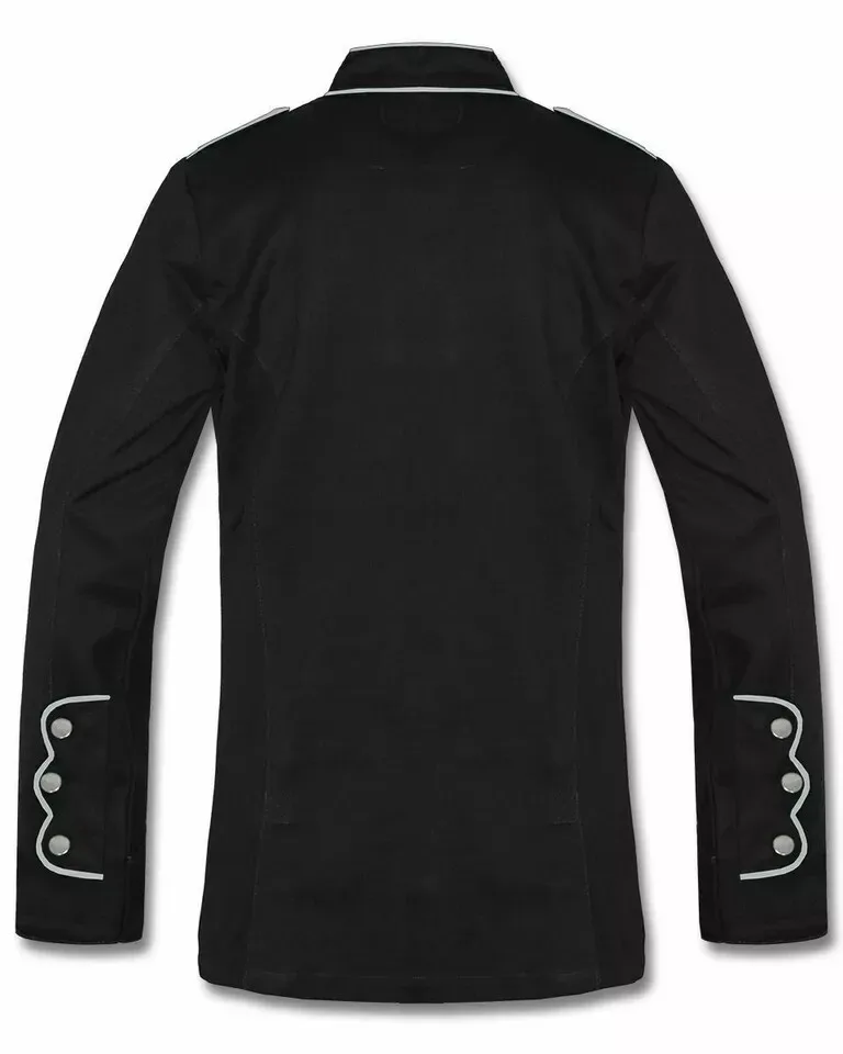 Men’s Gothic Officer Jacket | Black Coat with Red Accents