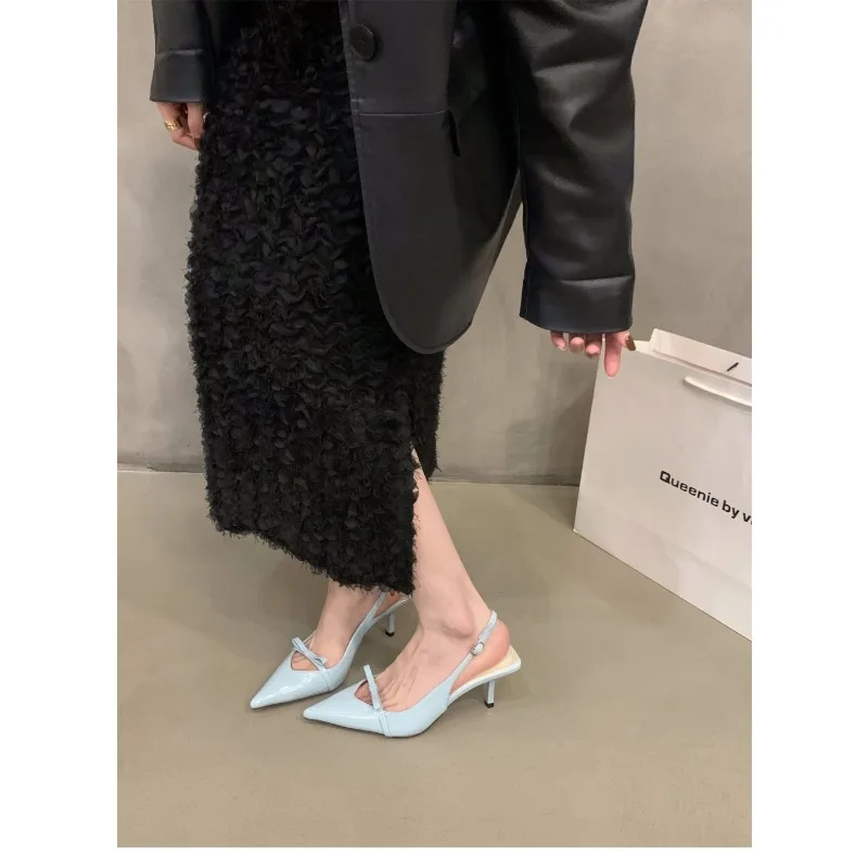 New Style Women's Shoes Fashion Light Smooth Monochrome Luxury Pointed Women's Sandals Thin High Heels Dress Sexy High Heels 6