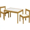 3 Piece Solid Rubberwood Table and Chairs Set with Natural Finish, Rounded Edges and Corners, and Wipeable Dry Erase Surface 6