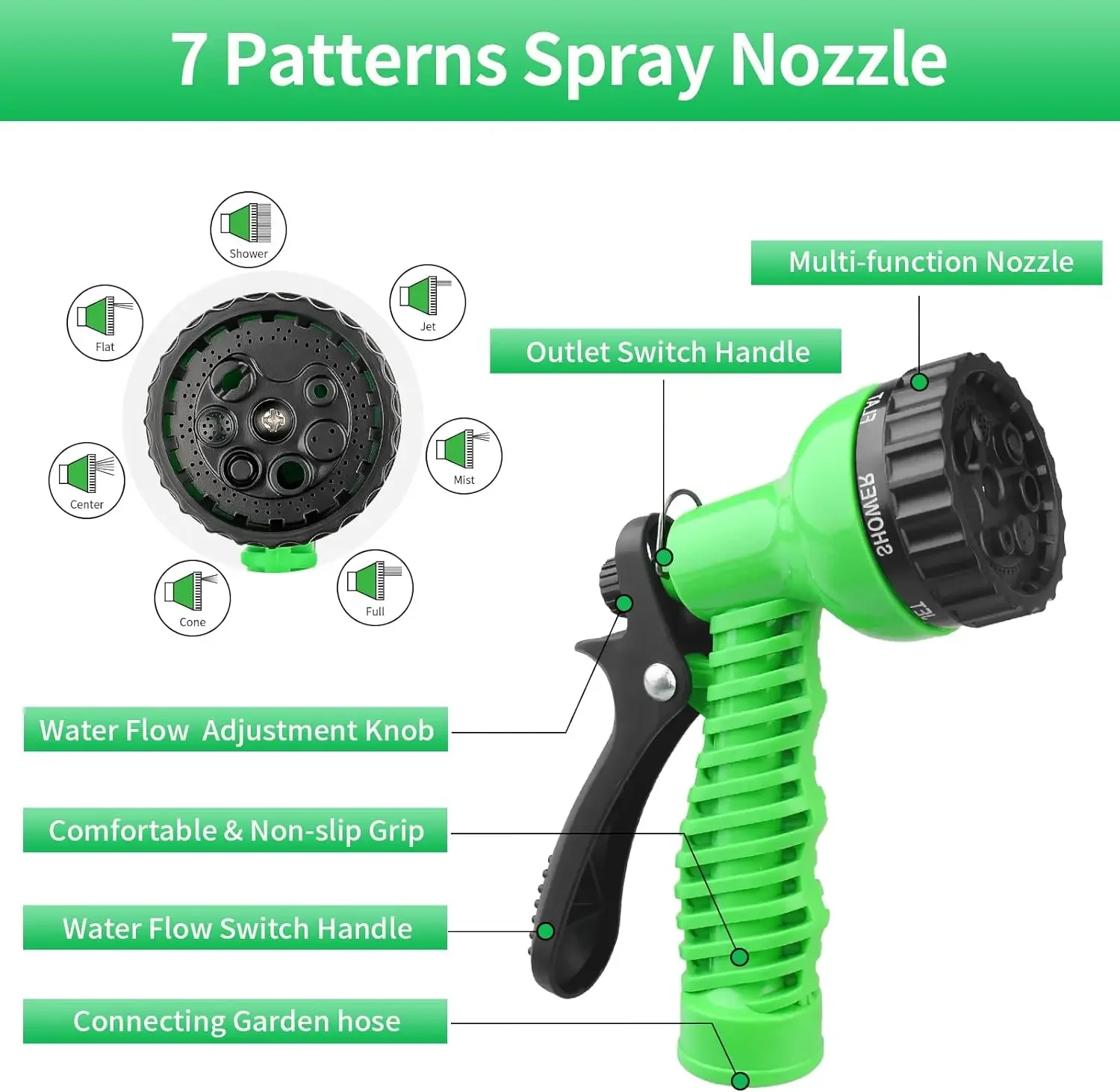 Expandable Magic Hose High-Pressure Car Wash 7 Water Spraying Functions Water Gun Home Garden Watering Hose