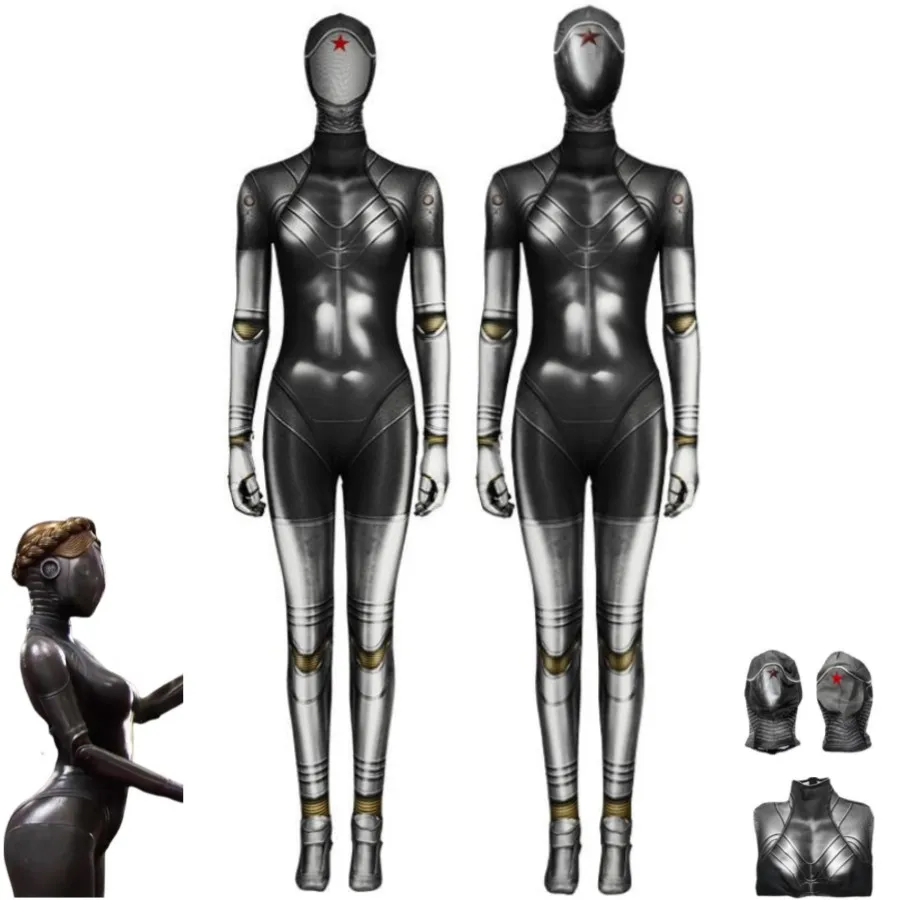 

Game Atomic Heart Atomictwinnies Cosplay Costume Robot Twins Tight Jumpsuits Headgear Adult Woman Sexy Carnival Halloween Suit