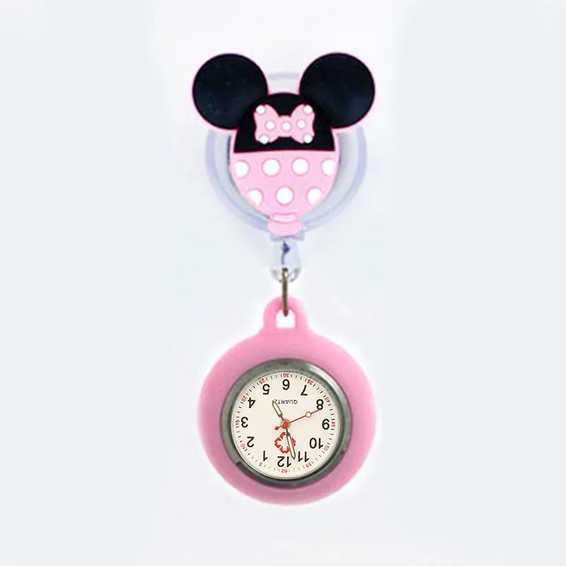 Retractable Cartoon Pattern Nurse Doctor Pocket Watch Hang Clips Colourful Hospital Medical Women Mens Badge Reel