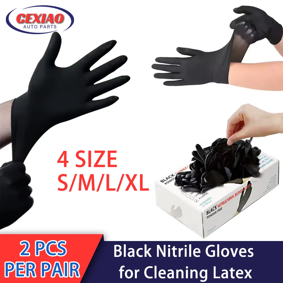 Nitrile Gloves for Cleaning Latex 20 50 100PCS Maintenance Household Kitchen Bathroom Dishwashing Nail Art Hair Dye Pets