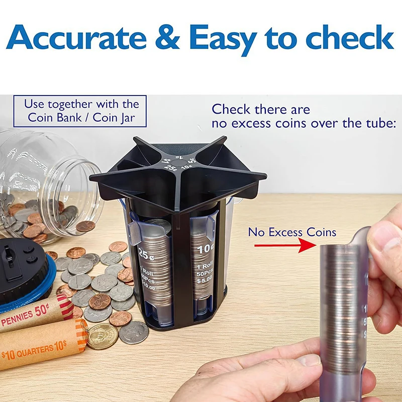 Efficient Coin Sorting and Counting Bank with Tube Wrappers Holder