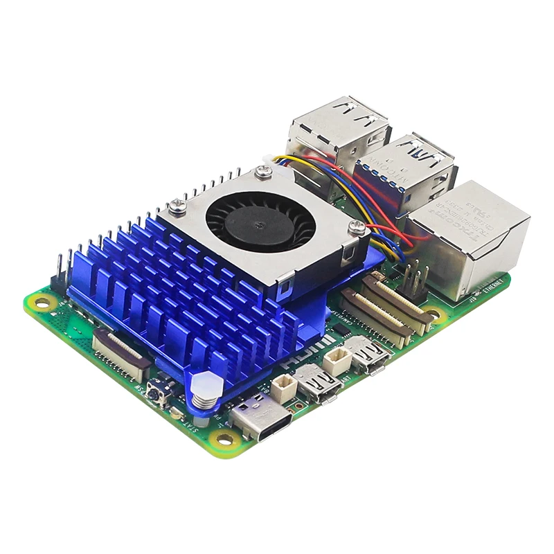 Raspberry Pi 5 Active Cooler Aluminum Heatsink PWM Speed Adjustable Fan Black Silver Blue Cooling Radiator for RPI 5 Pi5 — view 5