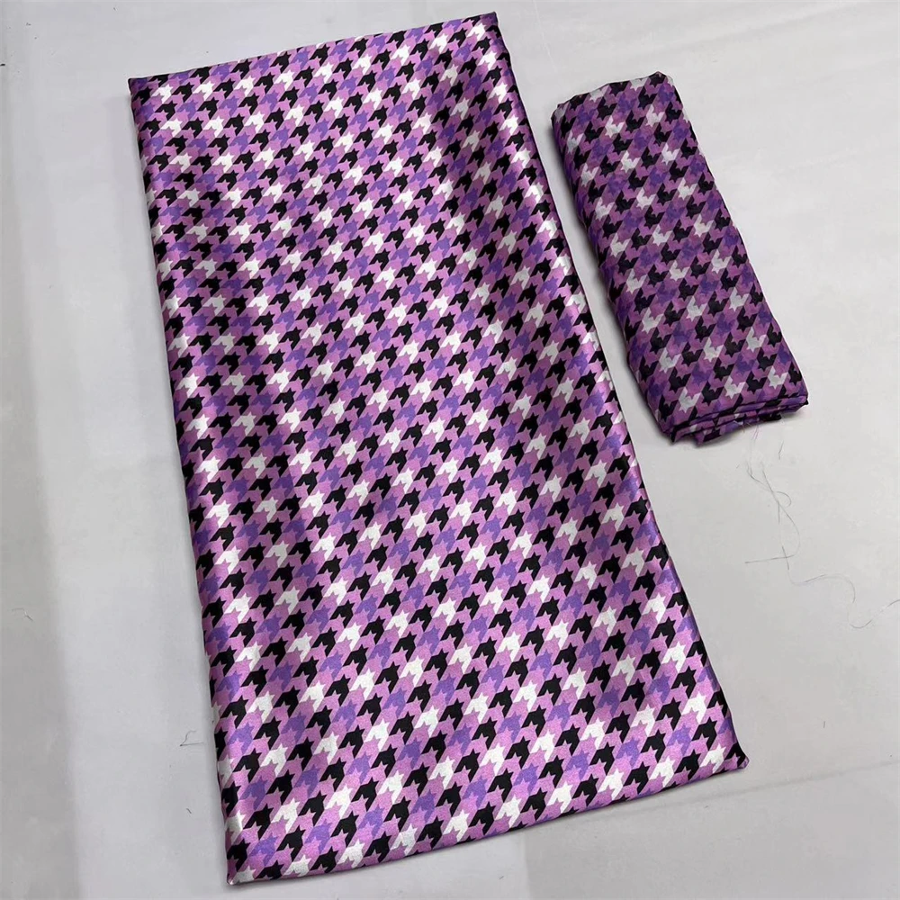 

4+2 Yards African Fabric Swallow Gird Printed Satin Silk And Chiffon Set Nigerian Satin Fabrics For Women Dress