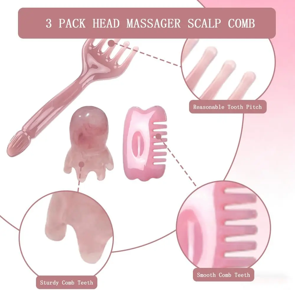3Pcs Head Massage Tools Manual Scalp Massagers Comb Portable Resin Scalp Stress Relax Tool for Christmas Mother's Day Gifts