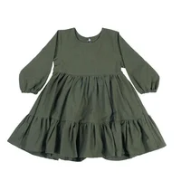 Full Sleeve Toddler Baby Girl Dress Cotton Solid Full Sleeve Infant Dress 6