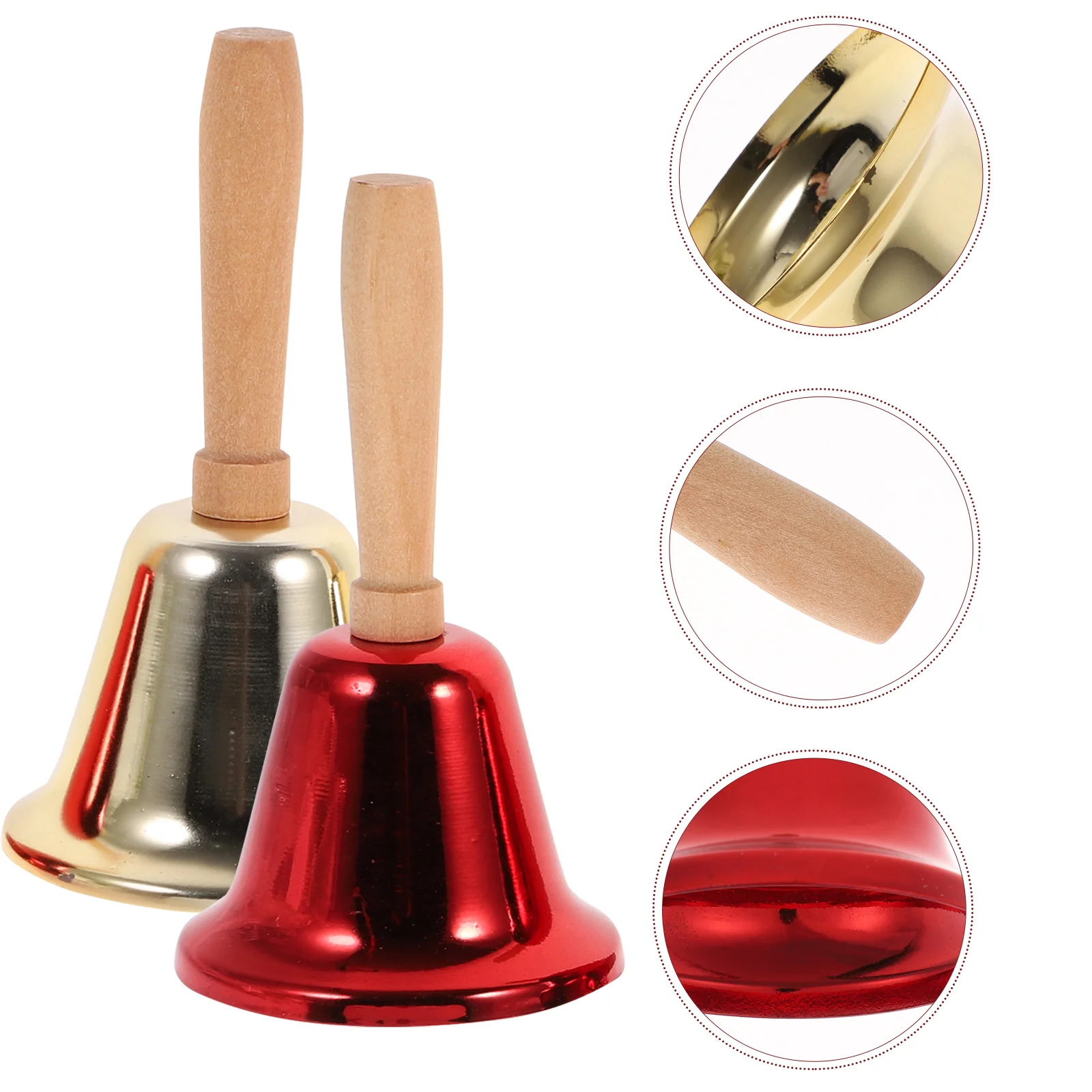4 Pcs Christmas Rattle Vintage Decor Bar Bell Metal Hand Call Decoration Handheld Bells Wood Festival
