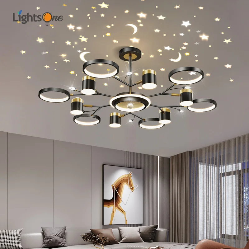 

Projection living room chandelier modern minimalist atmosphere light luxury crystal gypsophila lamps