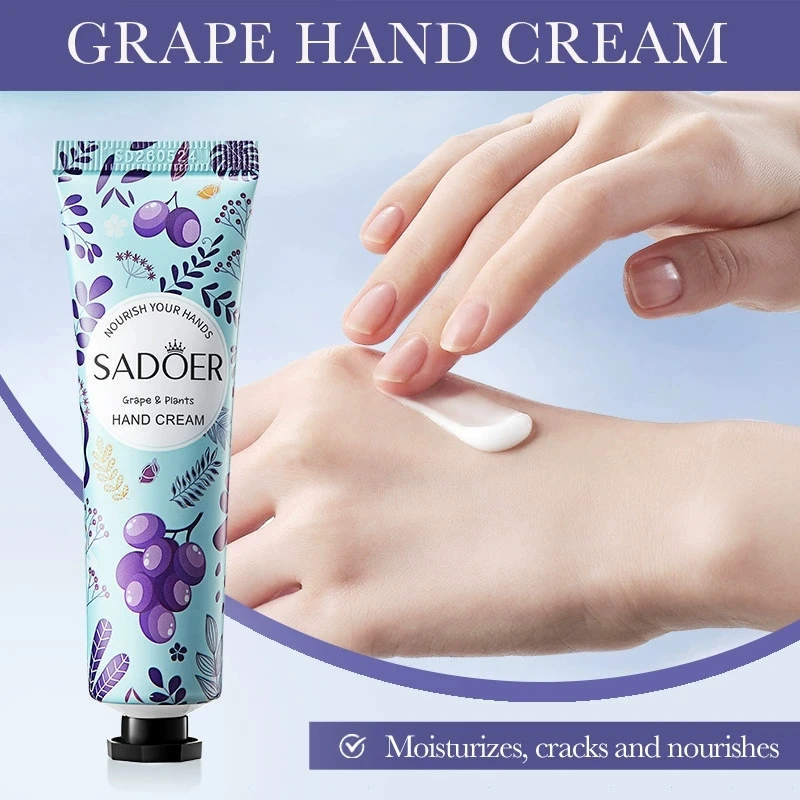 1/2pcs SADOER Grape Hand Cream Anti-Drying Crack Moisturizing Brightening Repairing Hand Creams For Hands Skin Care