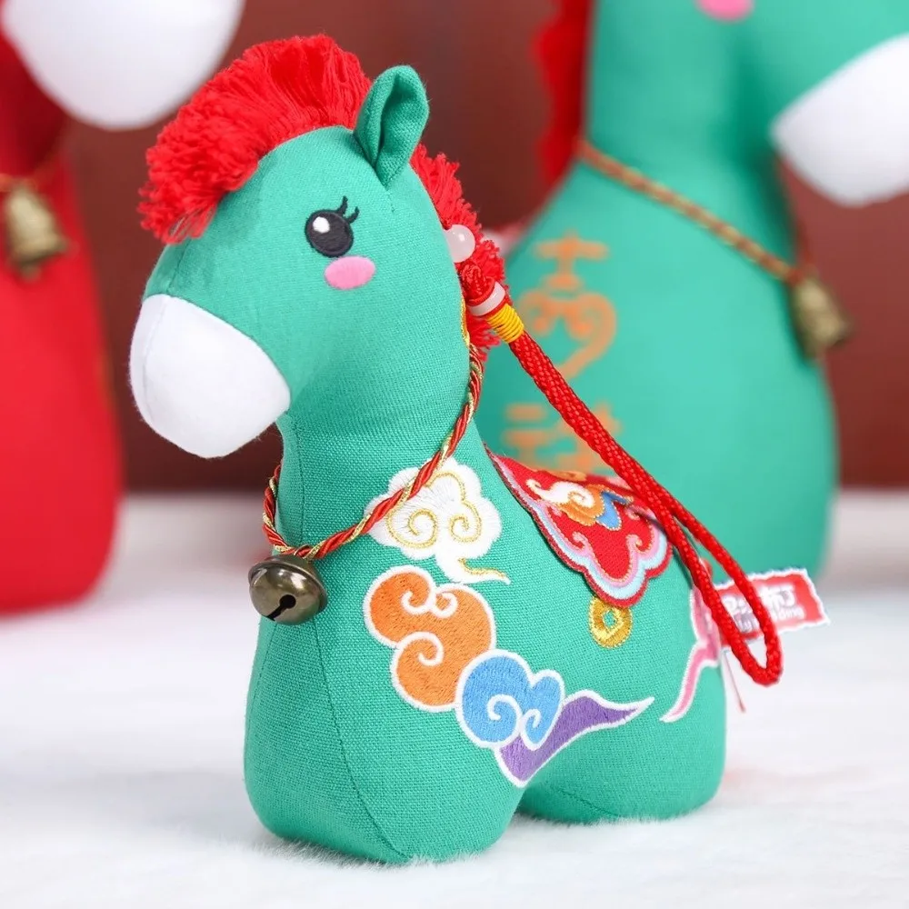 12/15/22/32cm 2026 Horse Stuffed Toys Embroidered Cute Pony Plush Doll Good Luck Letter Print Embroidery Chinese Zodiac Horse