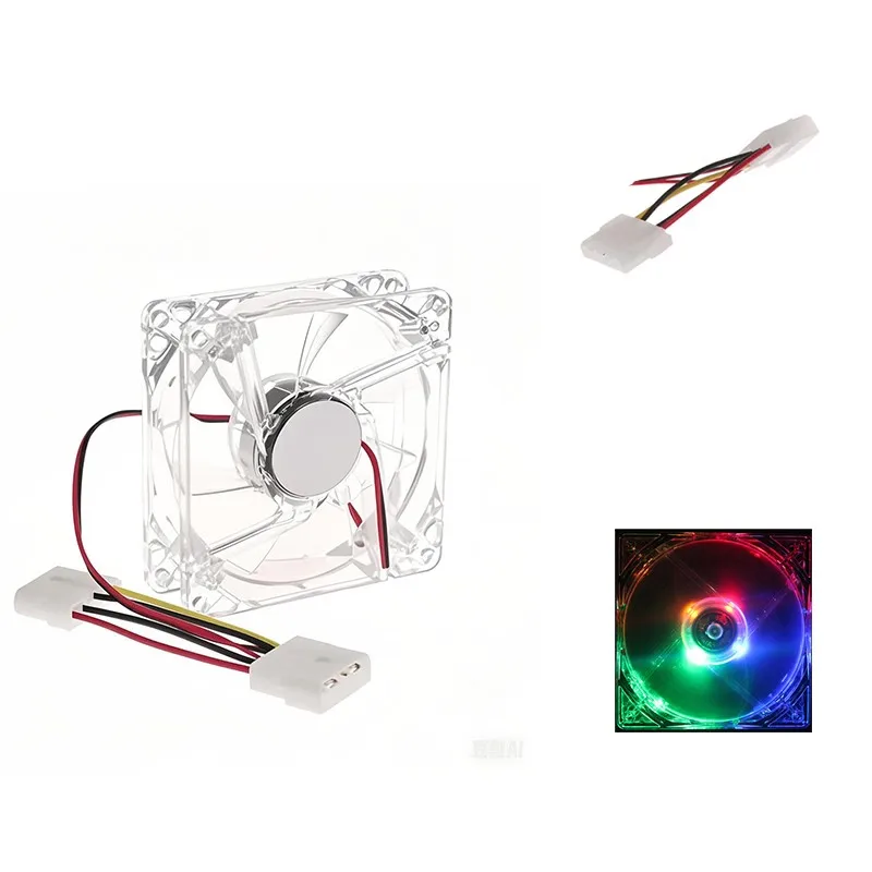 8025 냉각 팬 투명 쉘 12V 흰색 4p 인터페이스, 컬러 라이트 오일 함유 버전 80*80*25mm B5