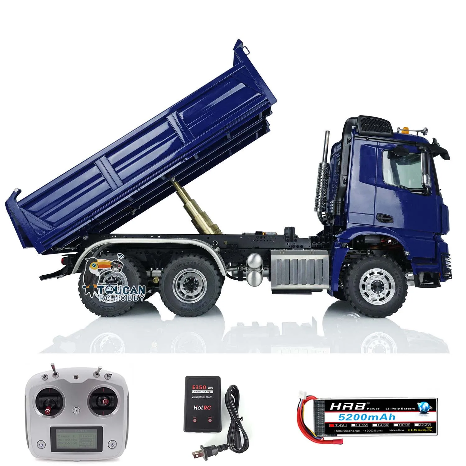 RTR LESU 1/14 RC Hydraulic Dump Truck 6X6 Remote Control Vehicle Dumper Smoking Unit Brushless Motor Hook Model Light Sound Set 2