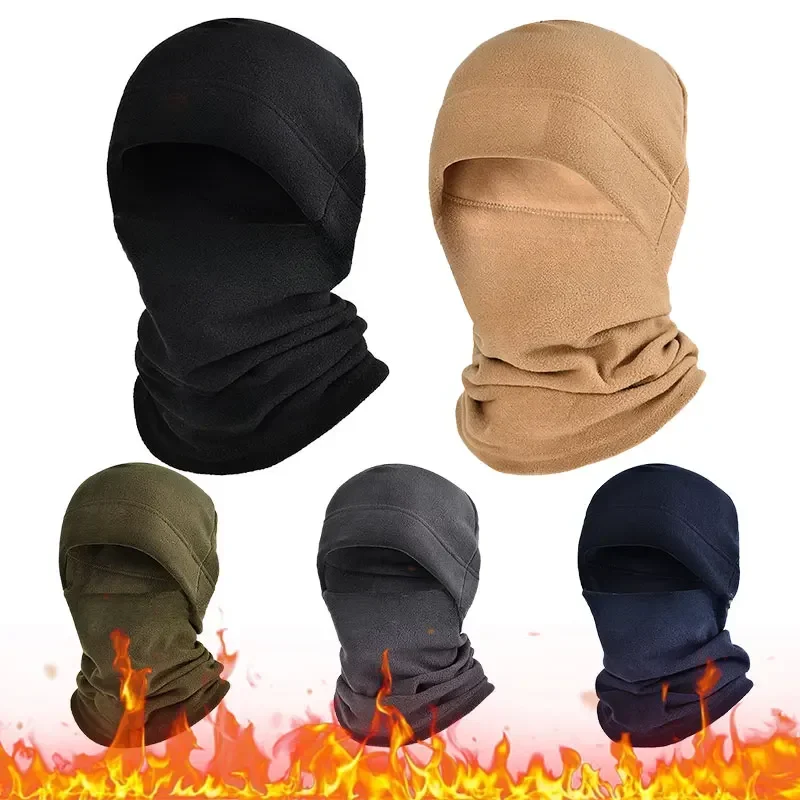 Winter Cycling Balaclava Mask Set Windproof Warm Polar Fleece Face Mask Neck Tube Thermal Motocycle Ski Beanies Neck Cover