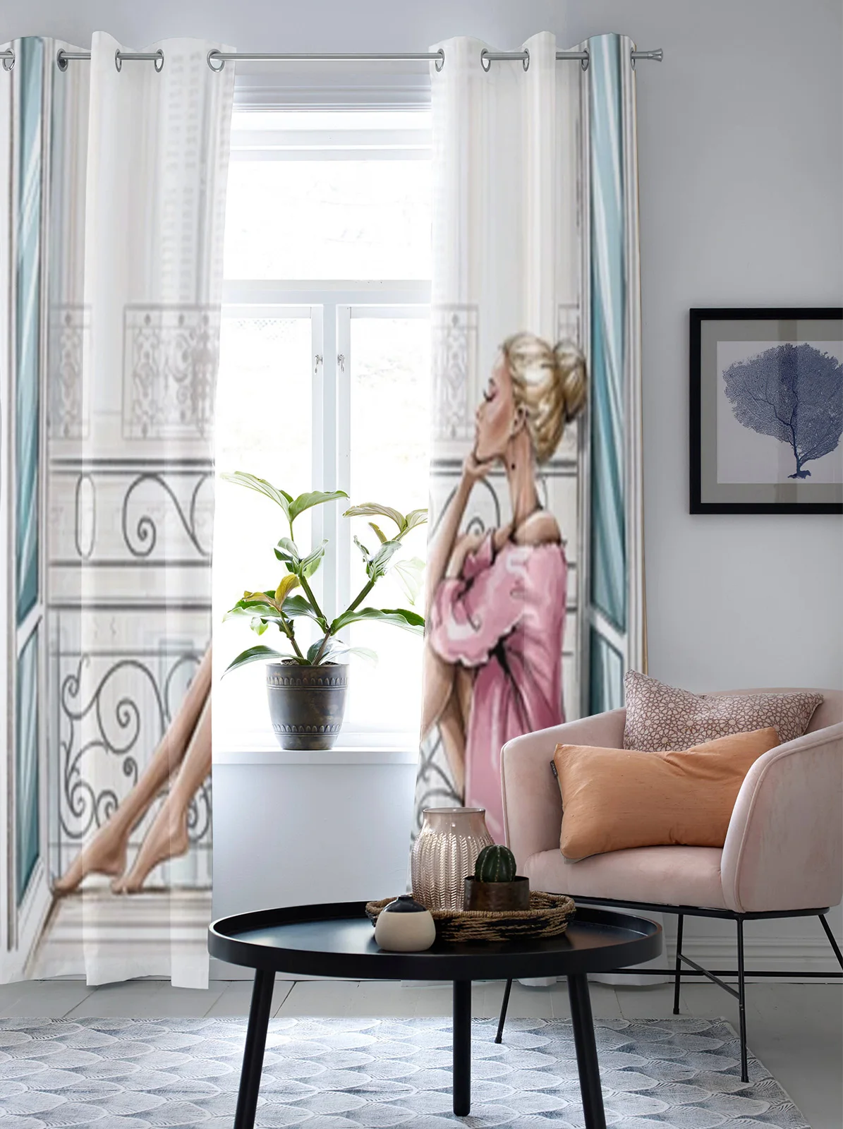 Beautiful Woman Luxury Curtains Living Room Bedroom Window Curtain Valance Curtains For Kitchen Home Decor 3