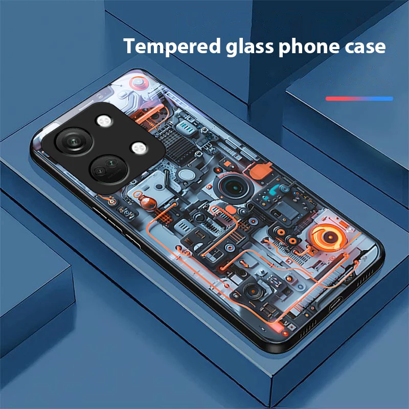 Premium Black Tempered Glass Phone Case with Durable Hard Shell Design