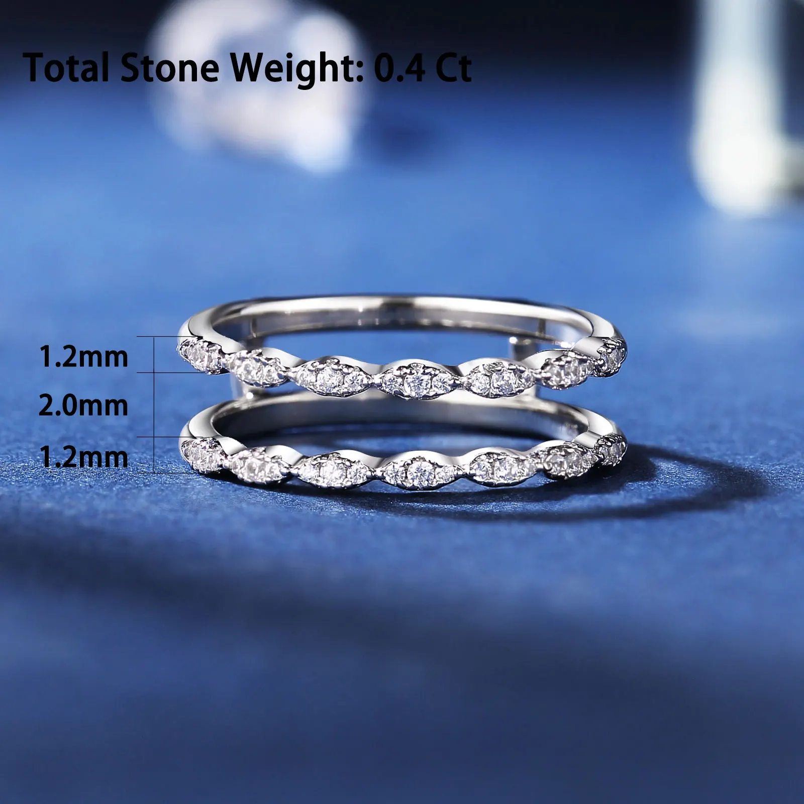 Blongme 925 Sterling Silver Ring Enhancer - Adjustable, Rose Gold Plated With AAAAA CZ Stones