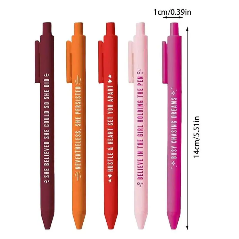 Lot De 5 Stylos Rainbow Motivants - Thème Female Power - Écriture Copywriting