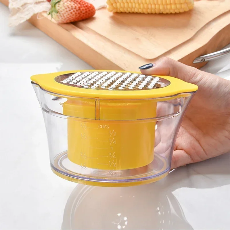 4 In1 Kitchen Slicer Peeler Ginger Grinder with Scale Container Stainless Steel Corn Peeler Thresher Corn Stripper Garlic Press