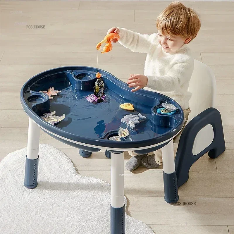 Modern Plastic Children Tables Multi-functional Learning Eating Tables and Chairs Liftable Game Desks Children Furniture