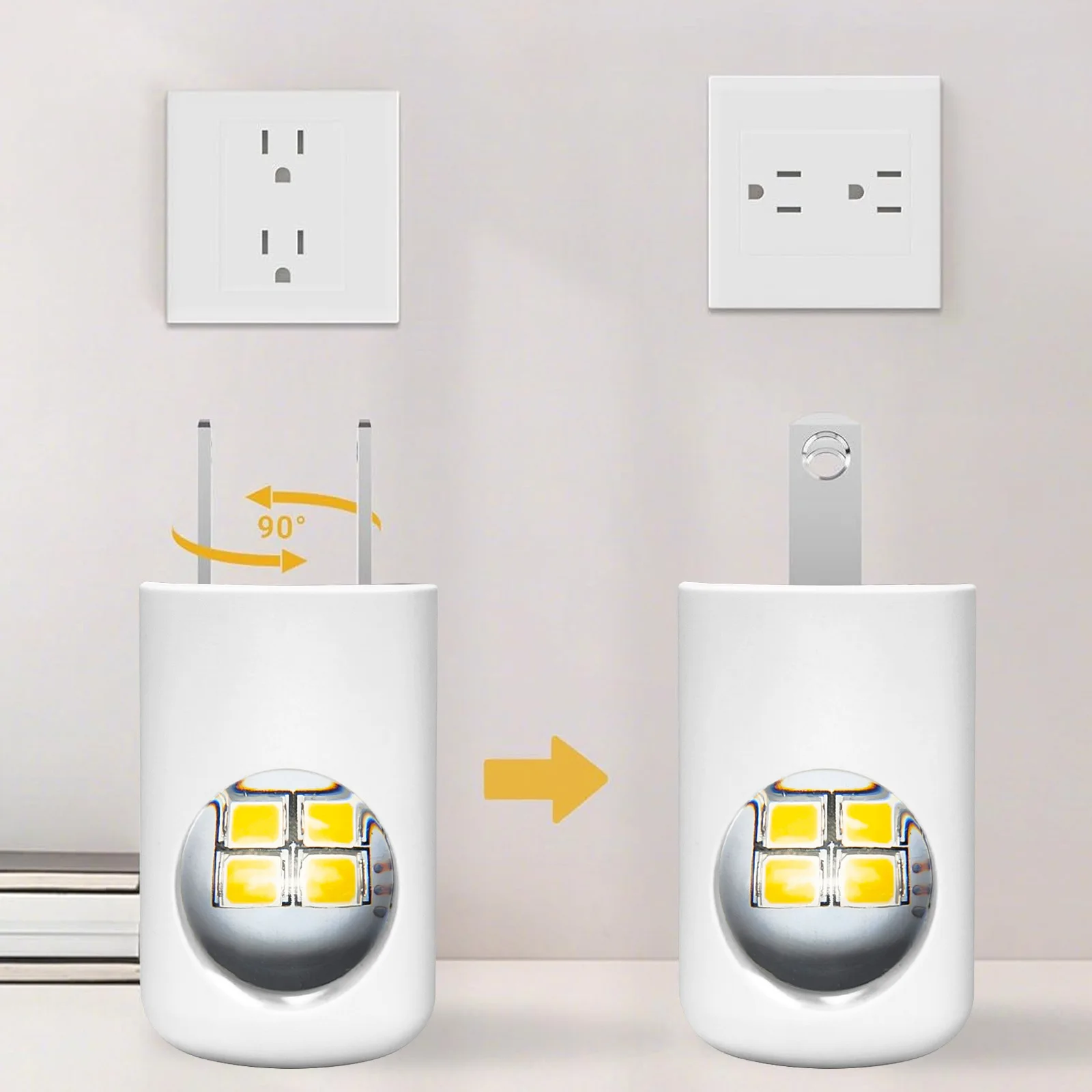 황혼에서 새벽까지 작동하는 조명 센서 LED 야간 조명 AC110-230V 미국/EU 플러그인 자동 켜짐/꺼짐 화이트/블랙 침실 욕실 복도 계단용