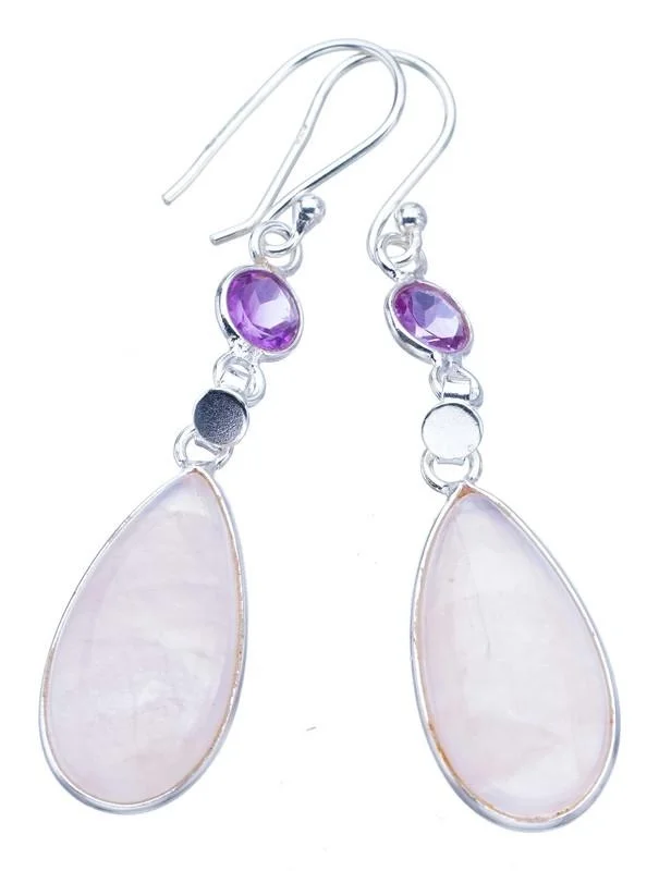 

Серьги из серебра с розовым кварцем и аметистом, F6145