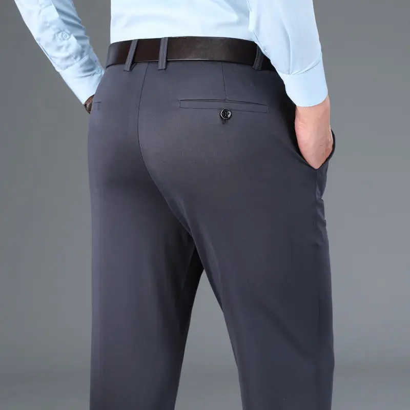Classic Suit Pants for Men Spring Summer Mens Dress Pants High Waist Stretch Trousers Male Business Casual Black Gray Blue stretch pants business pants suit pants men pants